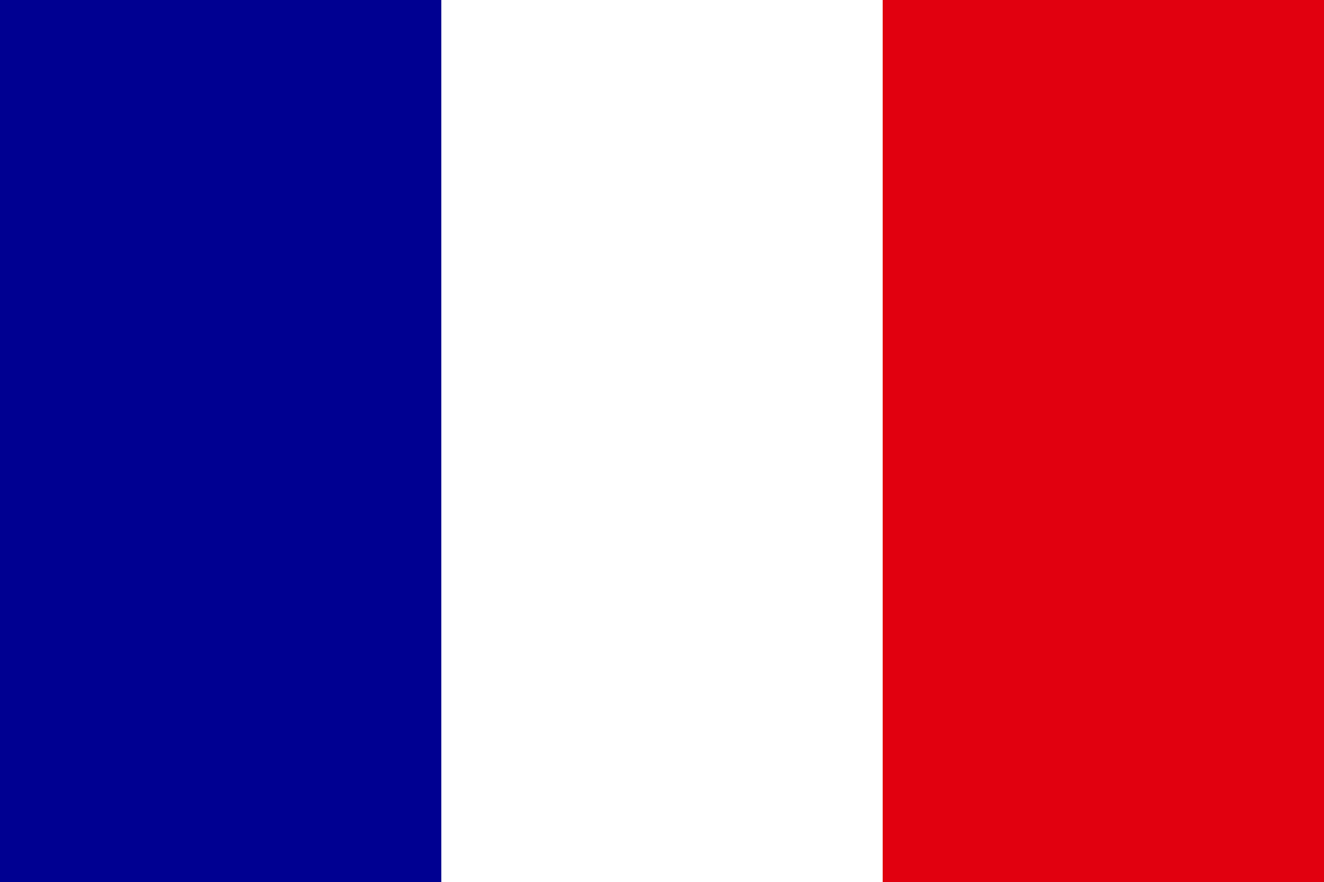 Ontwerp van de Franse vlag: drie verticale banen in blauw, wit en rood, in Hemptex® hennepdoek of CiCLO® polyester