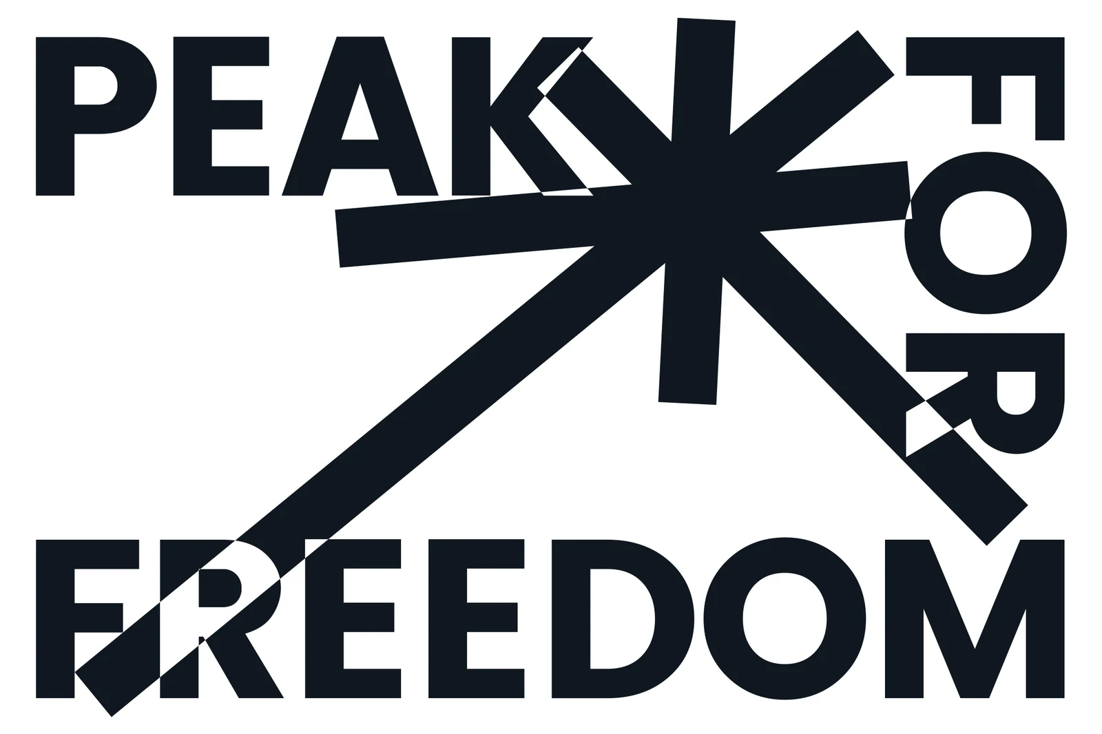Peak For Freedom flag artwork: the words PEAK FOR FREEDOM in black on white, crossed by a black asterisk