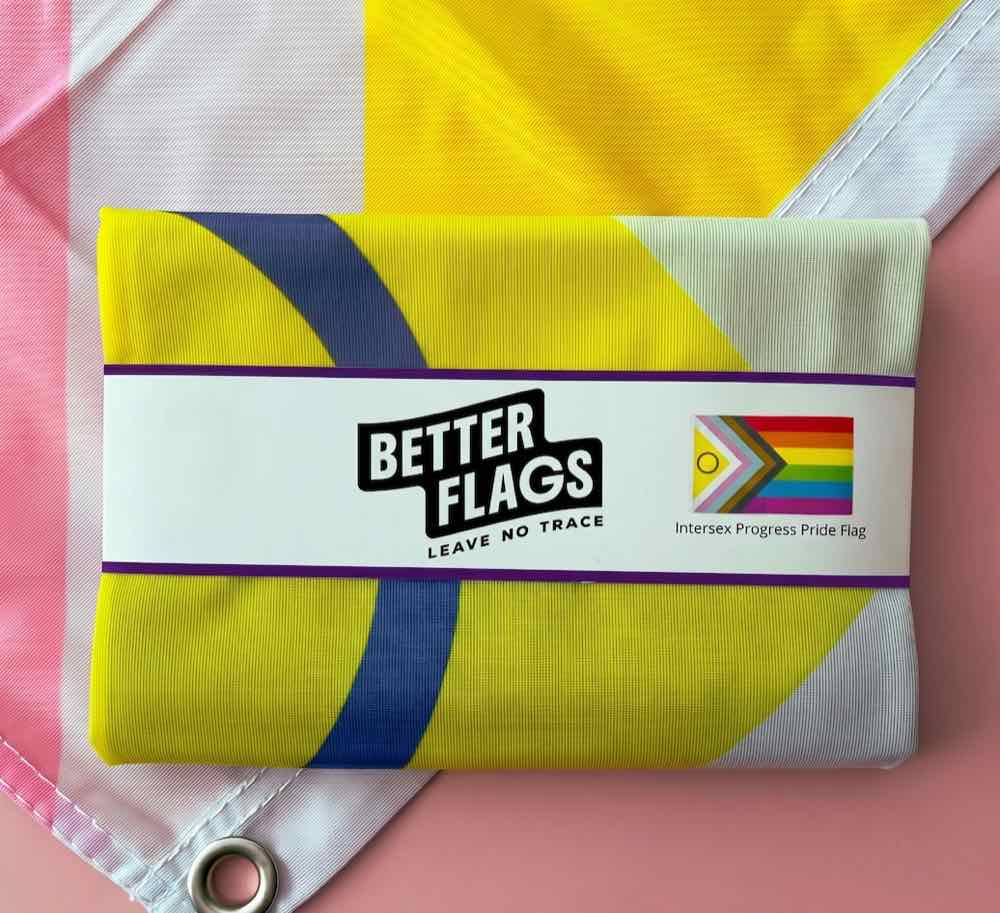 Better Flags Pride packaging showing the Leave No Trace label